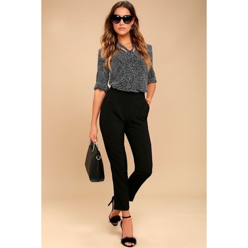 Lulus Kick It Black High-waisted Trouser Pants - Size L Never worn